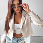 Marynarka krótka Nessa Ola Voga beżowa