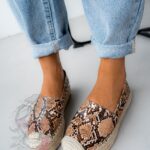 Espadryle na platformie Madam Teka wężowe