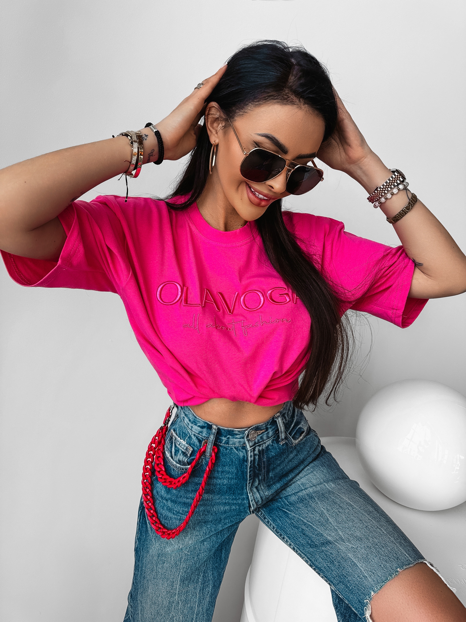 T-shirt klasyczny Asher Ola Voga fuksja T-shirt klasyczny Asher Ola Voga fuksja