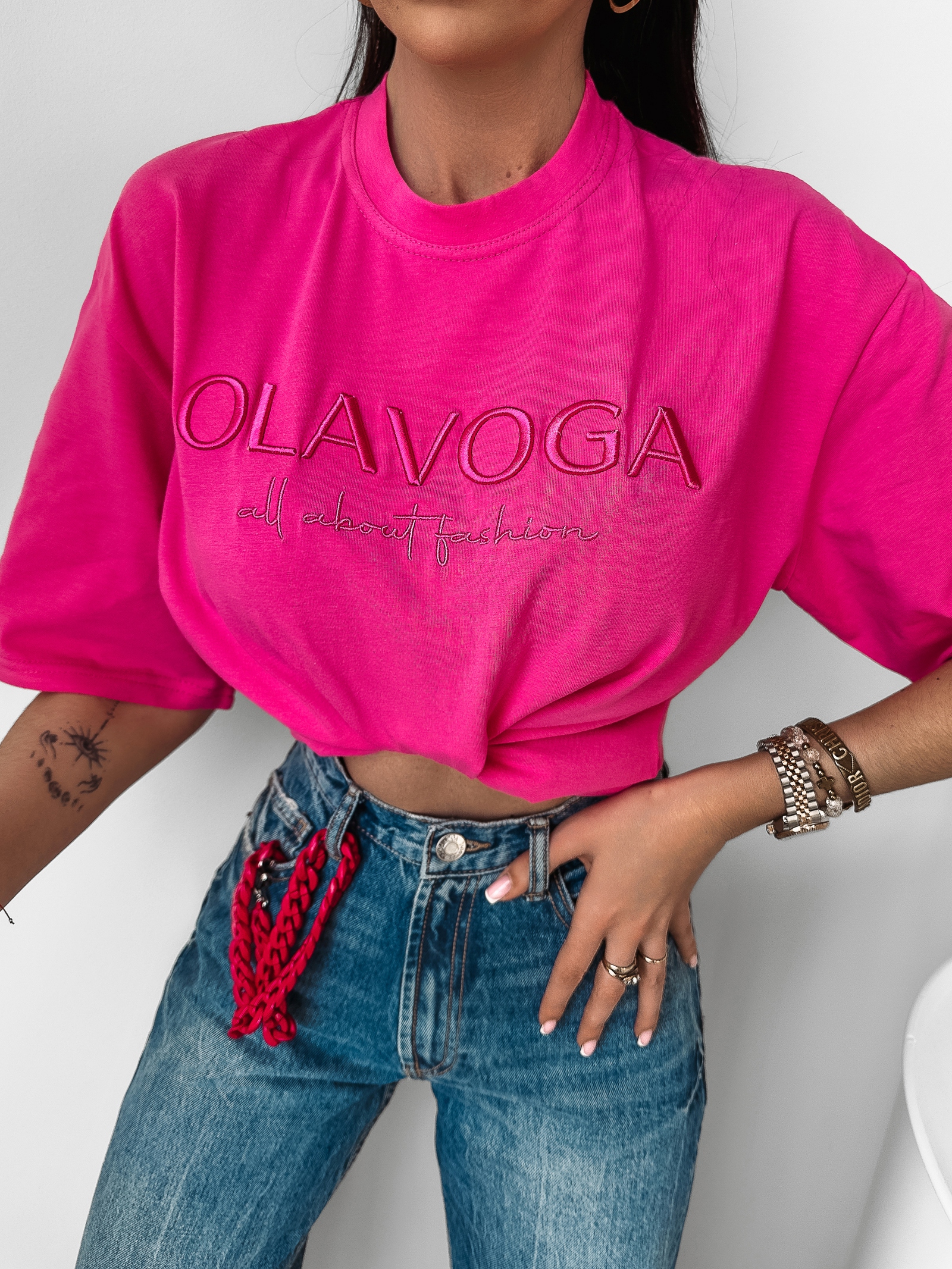 T-shirt klasyczny Asher Ola Voga fuksja