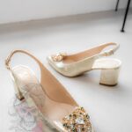 Czółenka na słupku Madam AmoreMio złote