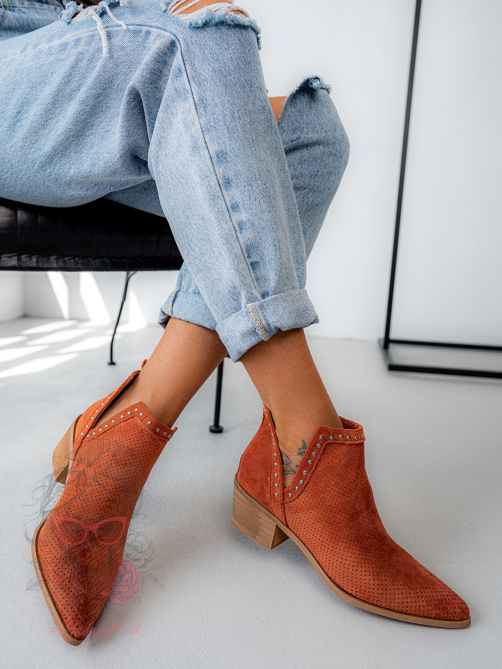 Botki z wycięciami Madam Pause rude Botki z wycięciami Madam Pause rude