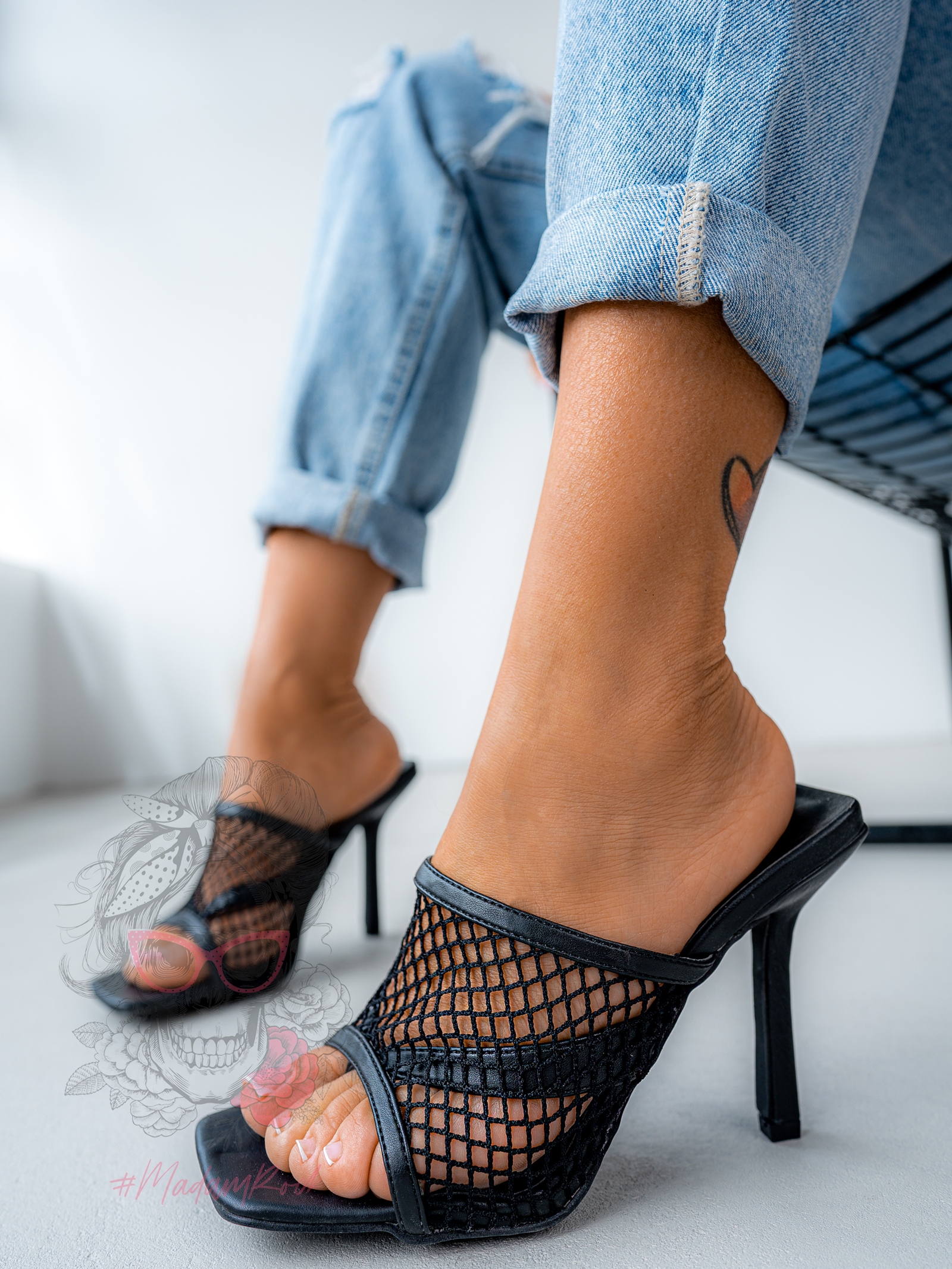 Klapki z siatką Rock Robyn czarne