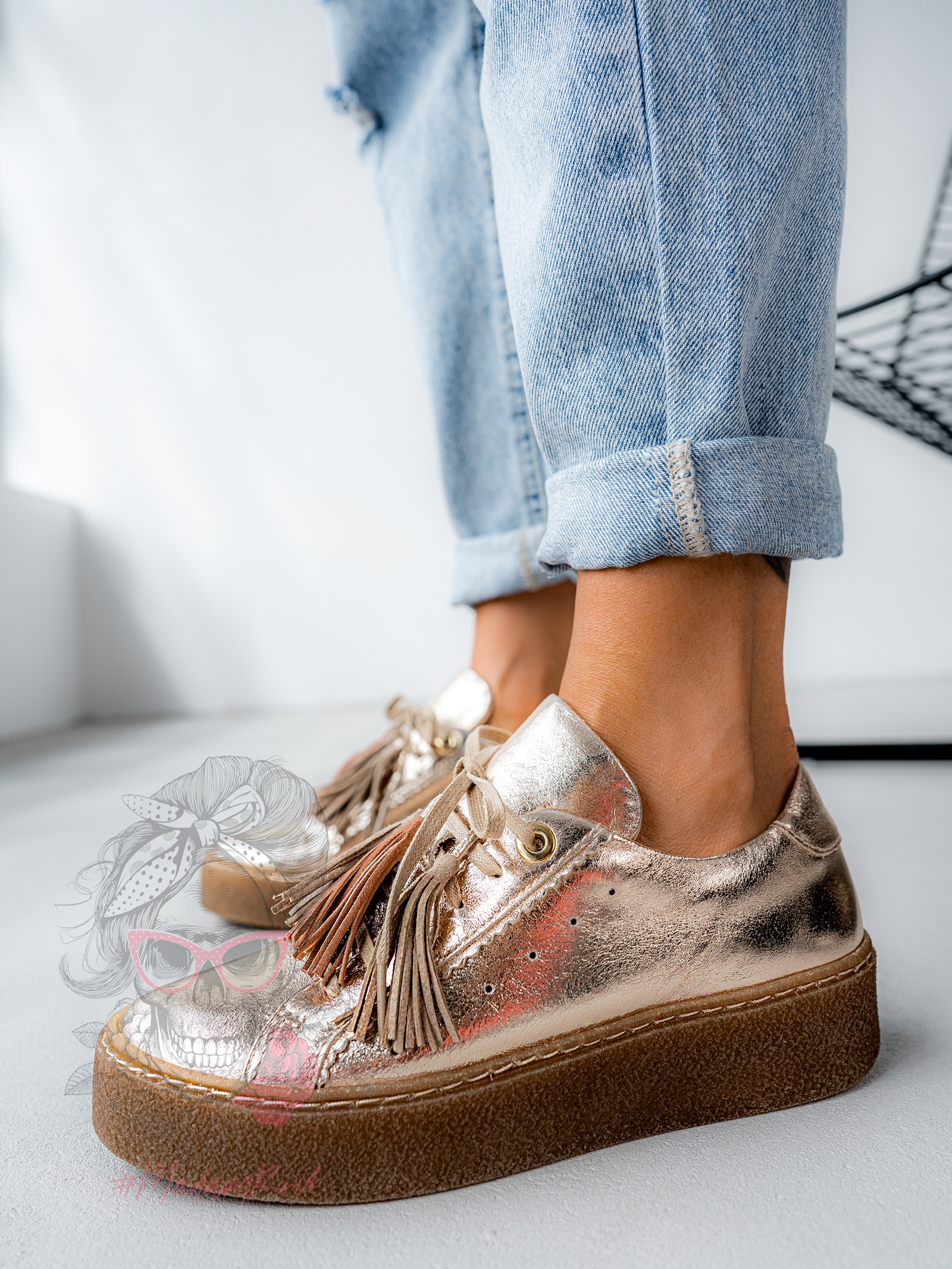 Trampki metaliczne Madam Tuffo złote