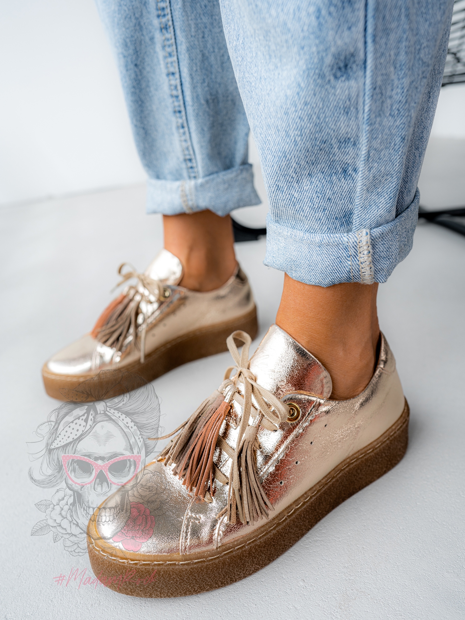 Trampki metaliczne Madam Tuffo złote