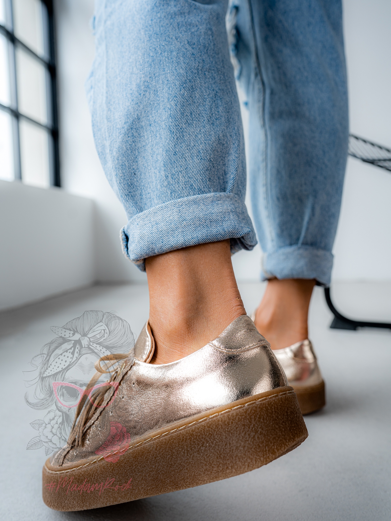 Trampki metaliczne Madam Tuffo złote