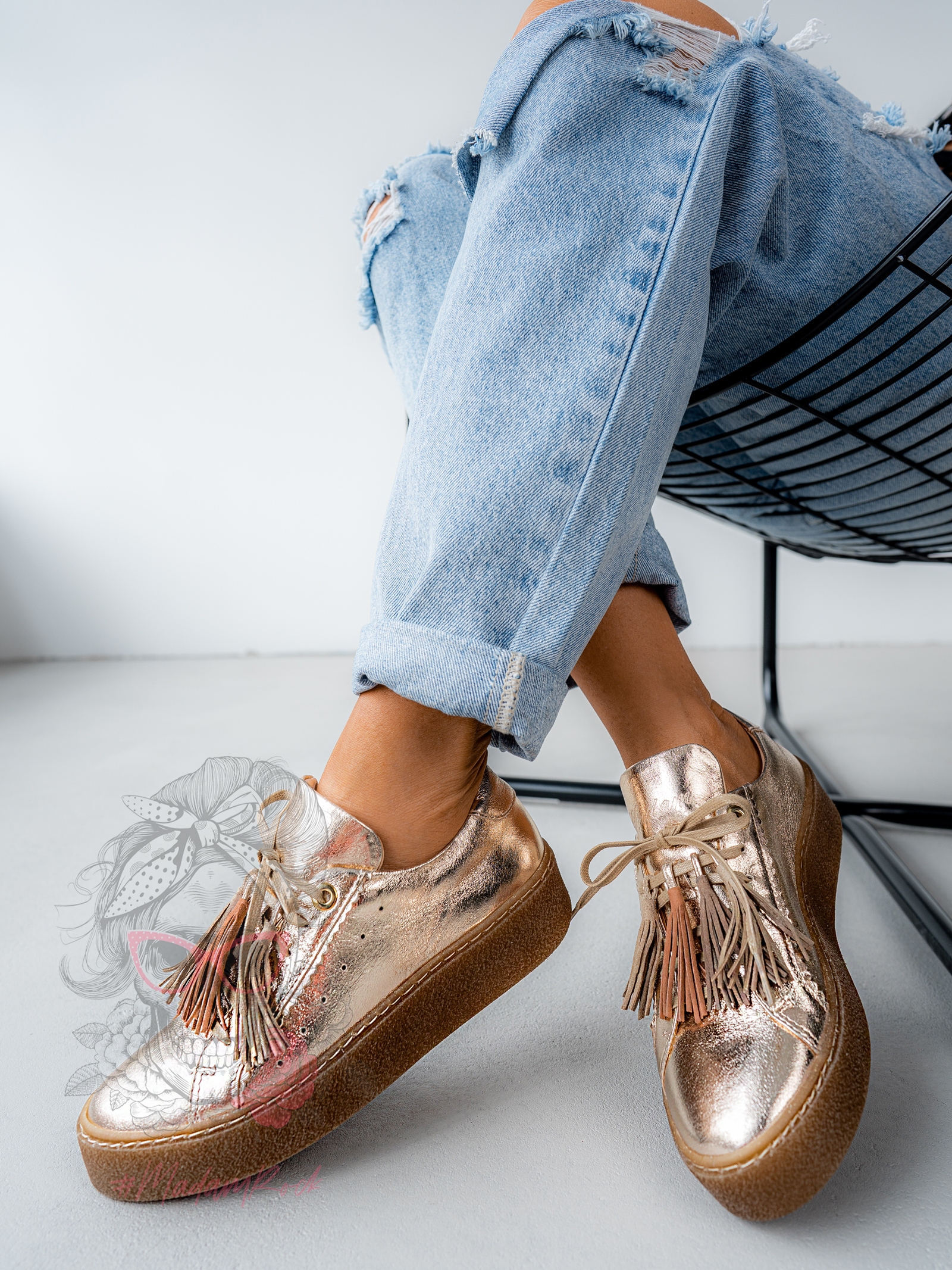 Trampki metaliczne Madam Tuffo złote