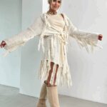 Sweter boho Ale Jazz ecru-złoty