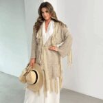 Sweter boho Ale Jazz beżowy-złoty