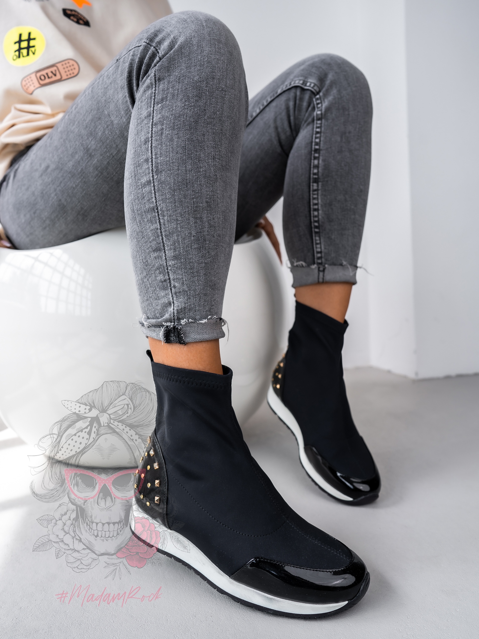 Elastyczne botki Lady Lycra czarne