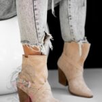 Botki w stylu kowbojskim Madam Gomma beżowe