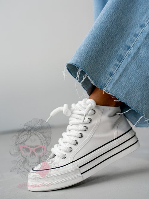 Trampki na platformie Rock Opam białe