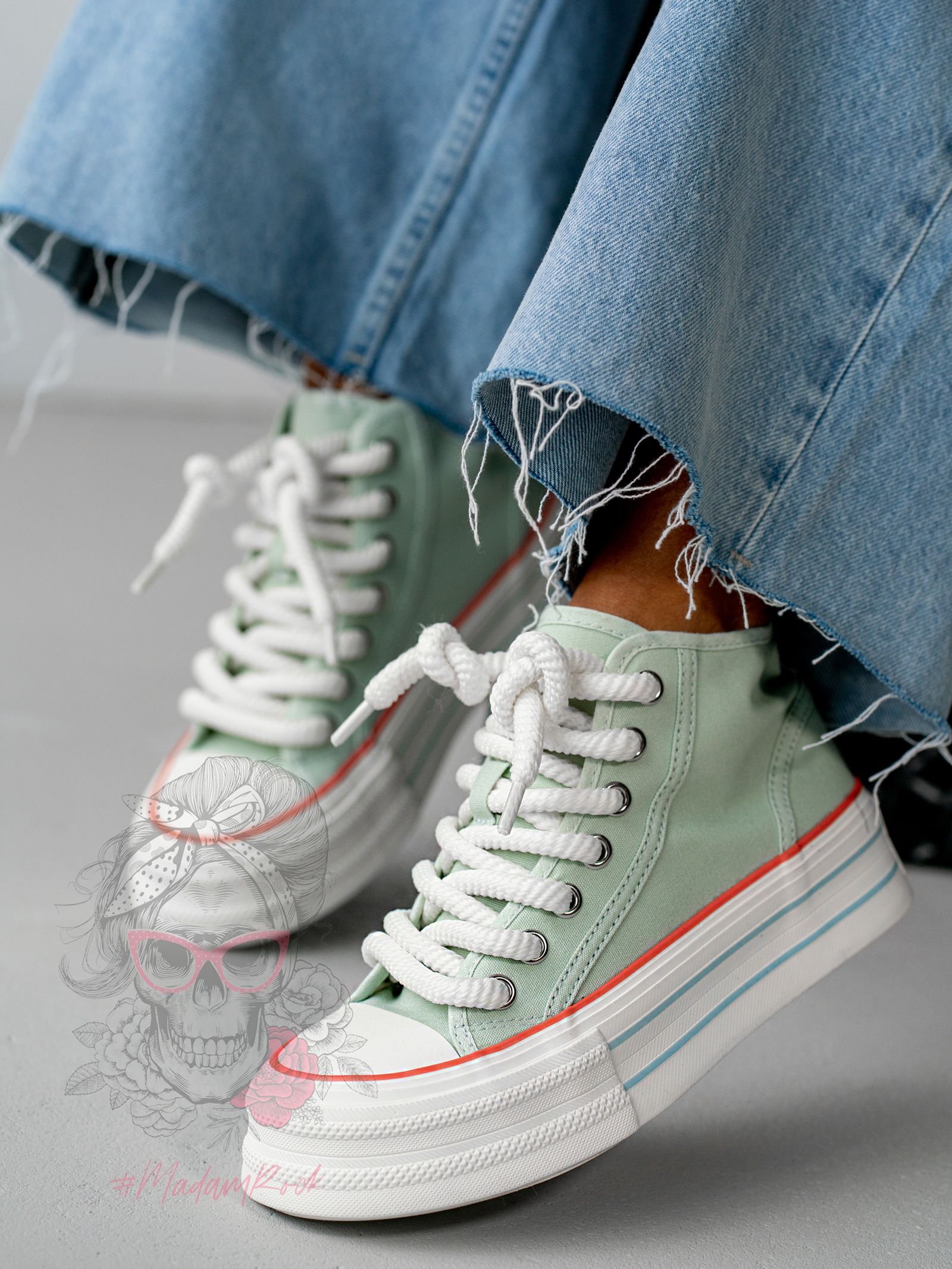 Trampki na platformie Rock Opam miętowe