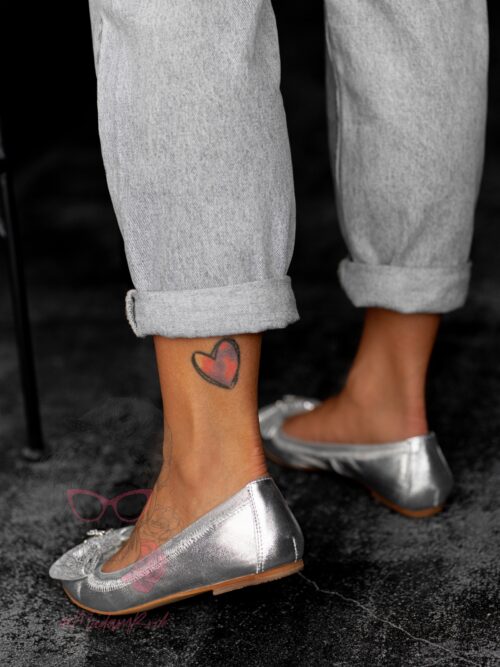 Balerinki z gumką Lady Soft srebrne