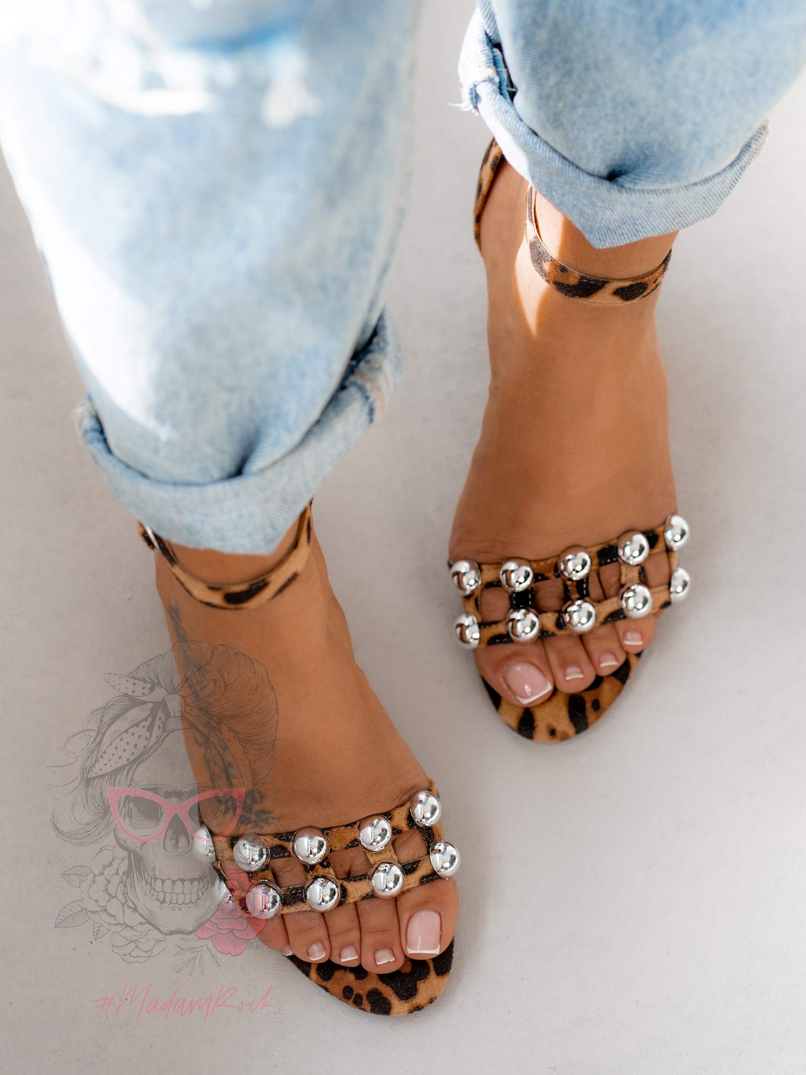 Sandały na słupku Madam Mirage Panterka