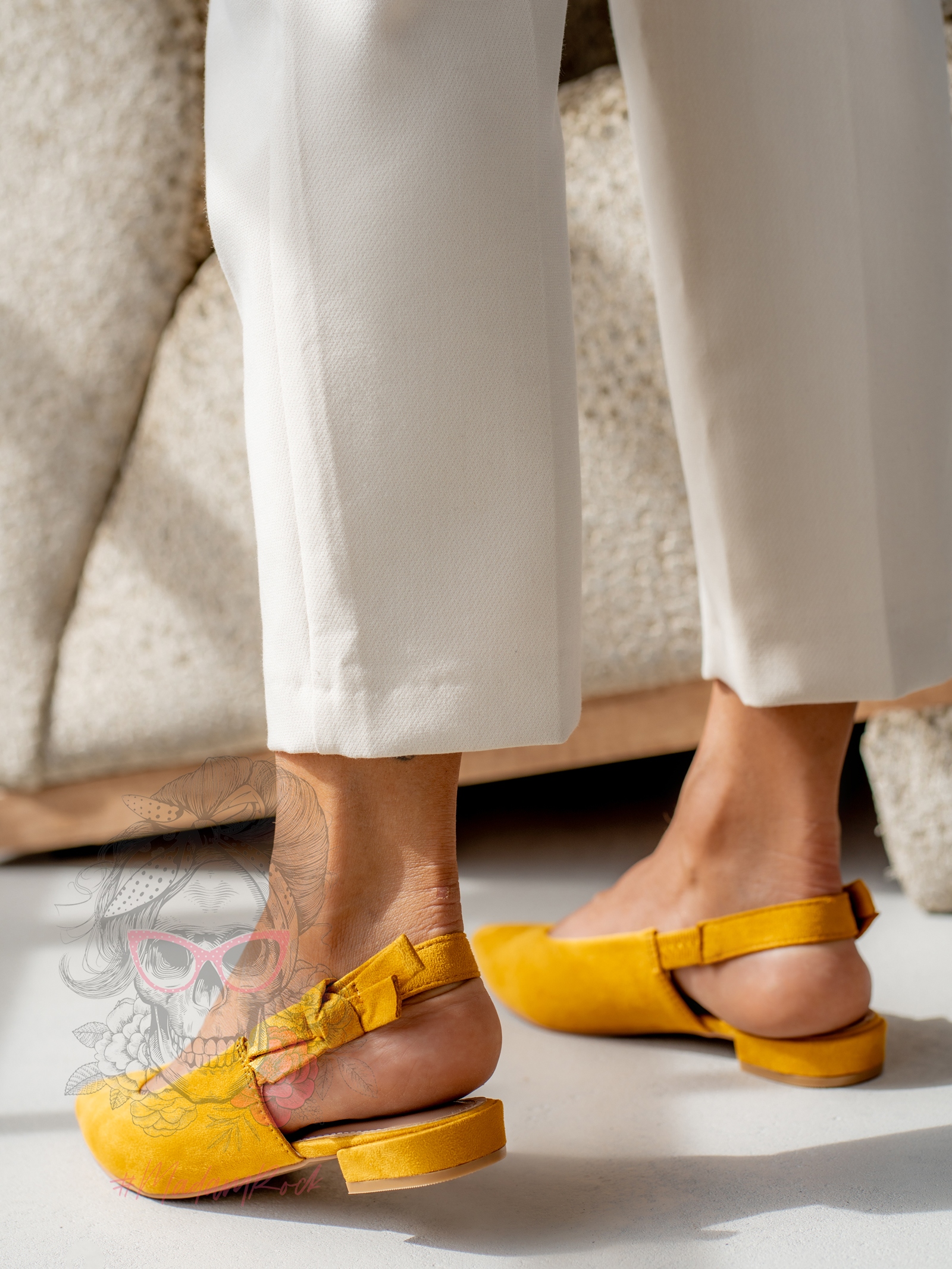 Balerinki na pasek Madam Ceem żółte