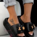 Klapki z misiami Madam Tousi czarne