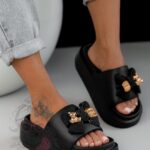 Klapki z misiami Madam Tousi czarne