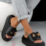 Klapki z misiami Madam Tousi czarne