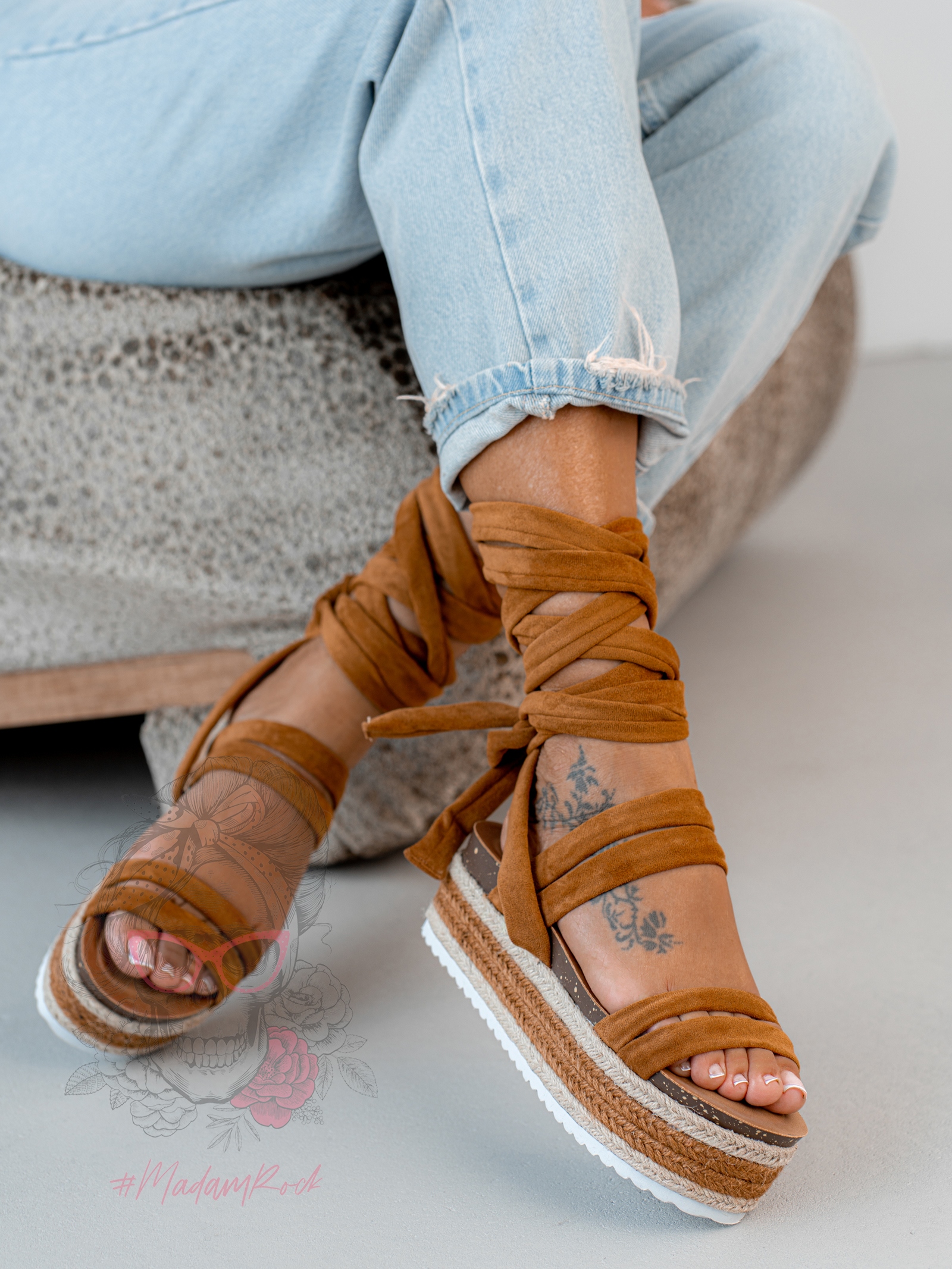 Sandały na platformie Madam Fiko karmelowe