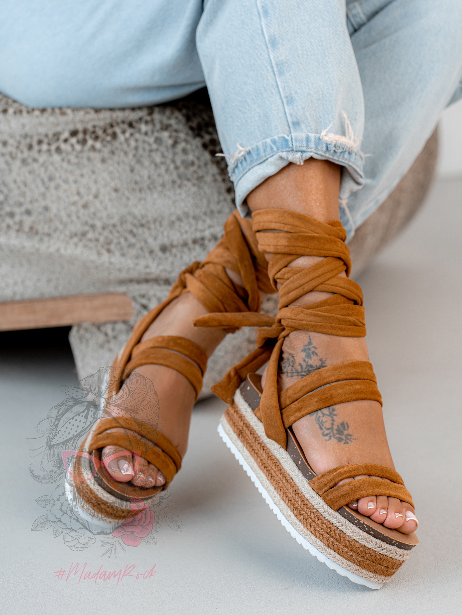 Sandały na platformie Madam Fiko karmelowe