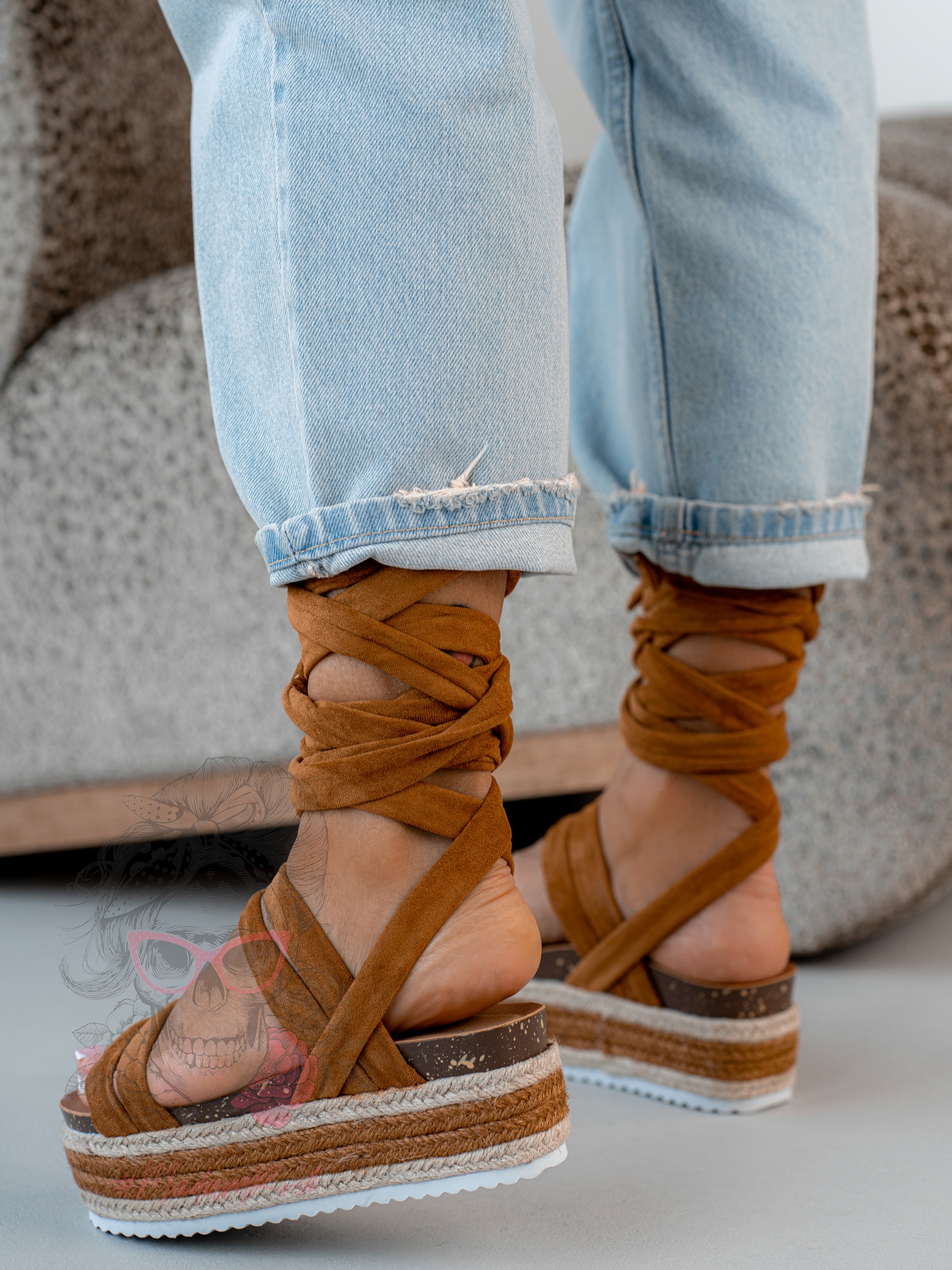 Sandały na platformie Madam Fiko karmelowe