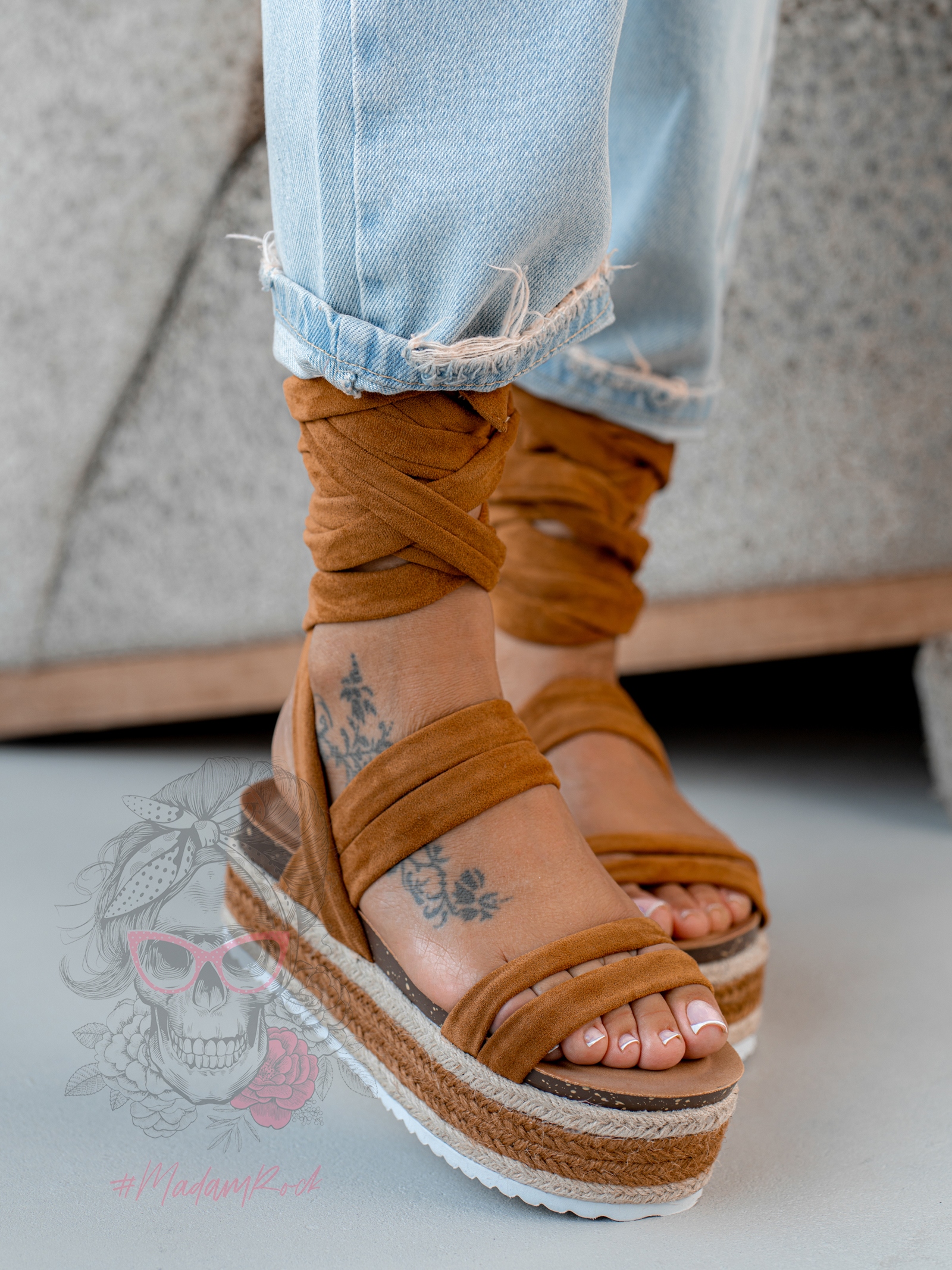 Sandały na platformie Madam Fiko karmelowe