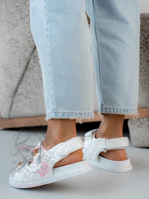 Sandały profilowane Madam Tweed białe