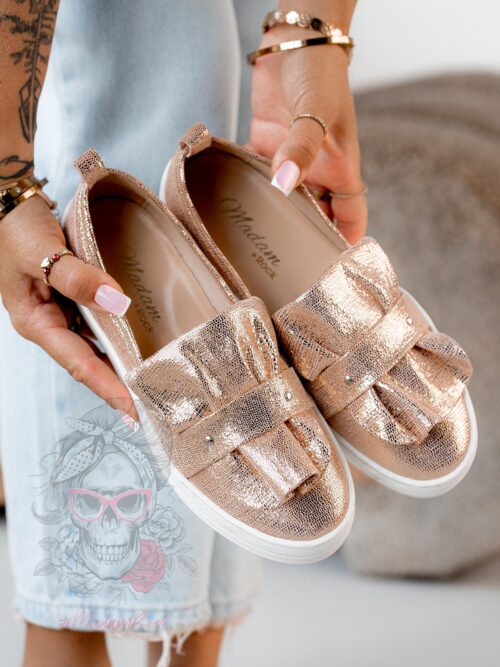 Mokasyny sportowe Madam Cisti różowe złoto