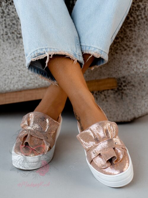 Mokasyny sportowe Madam Cisti różowe złoto