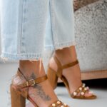 Sandały na słupku Rock Huger karmelowe