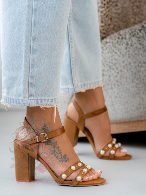 Sandały na słupku Rock Huger karmelowe