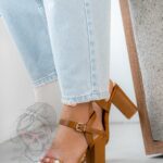 Sandały na słupku Rock Huger karmelowe