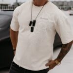 T-shirt męski oversize Themis Ola Voga beżowy