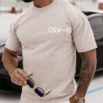 T-shirt męski oversize Scuplt Ola Voga beżowy