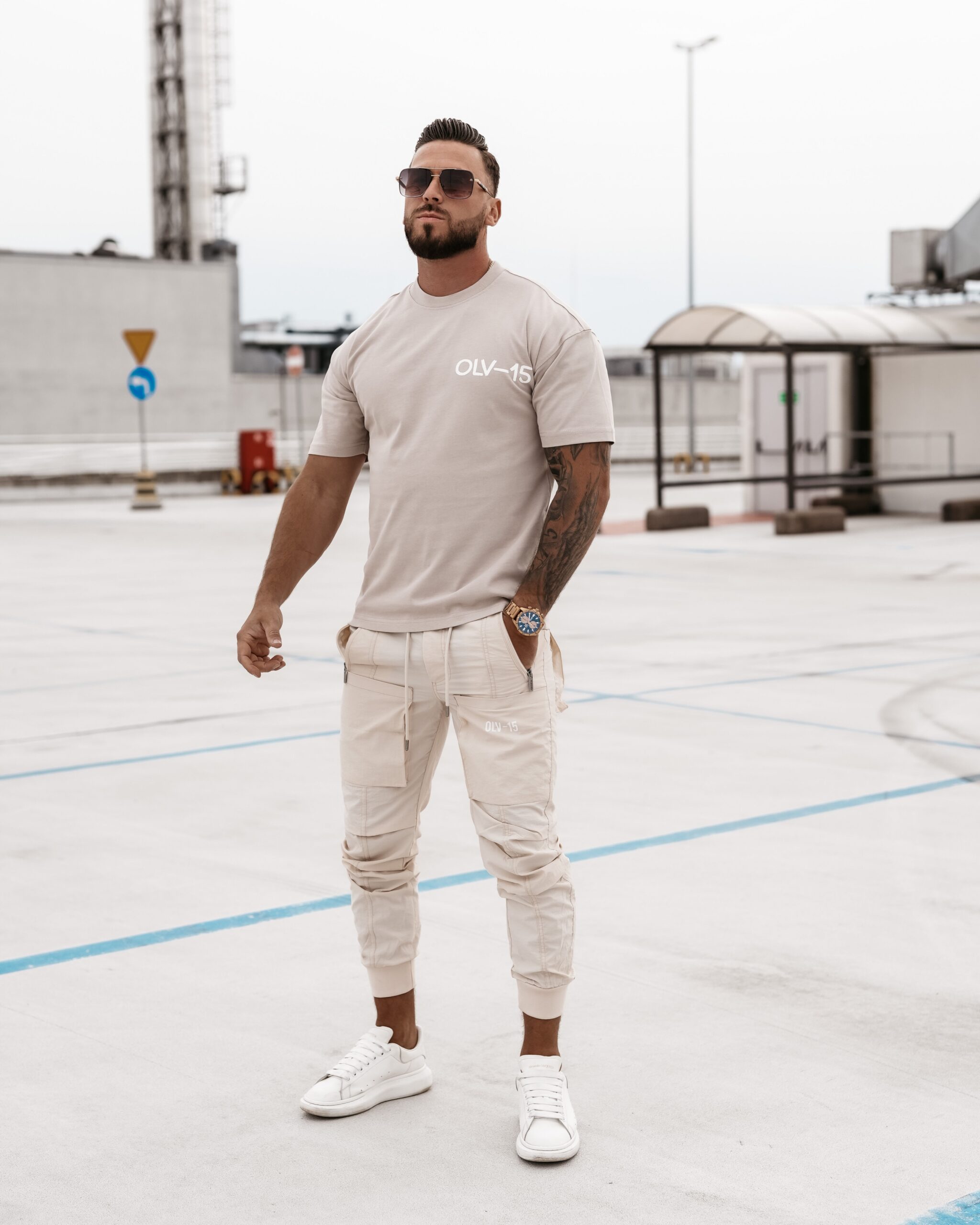 T-shirt męski oversize Scuplt Ola Voga beżowy T-shirt męski oversize Scuplt Ola Voga beżowy
