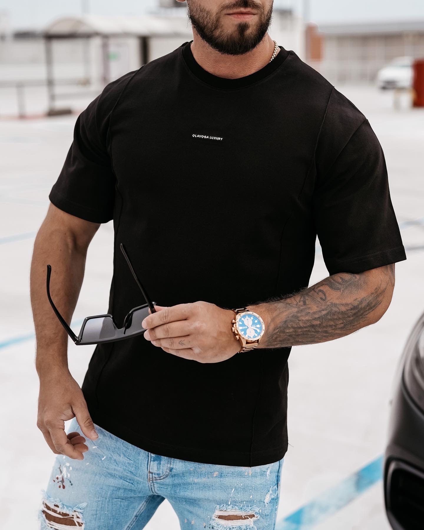 T-shirt męski bawełniany Silver Ola Voga czarny