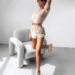 Komplet welurowy Mistiness Ola Voga beżowy