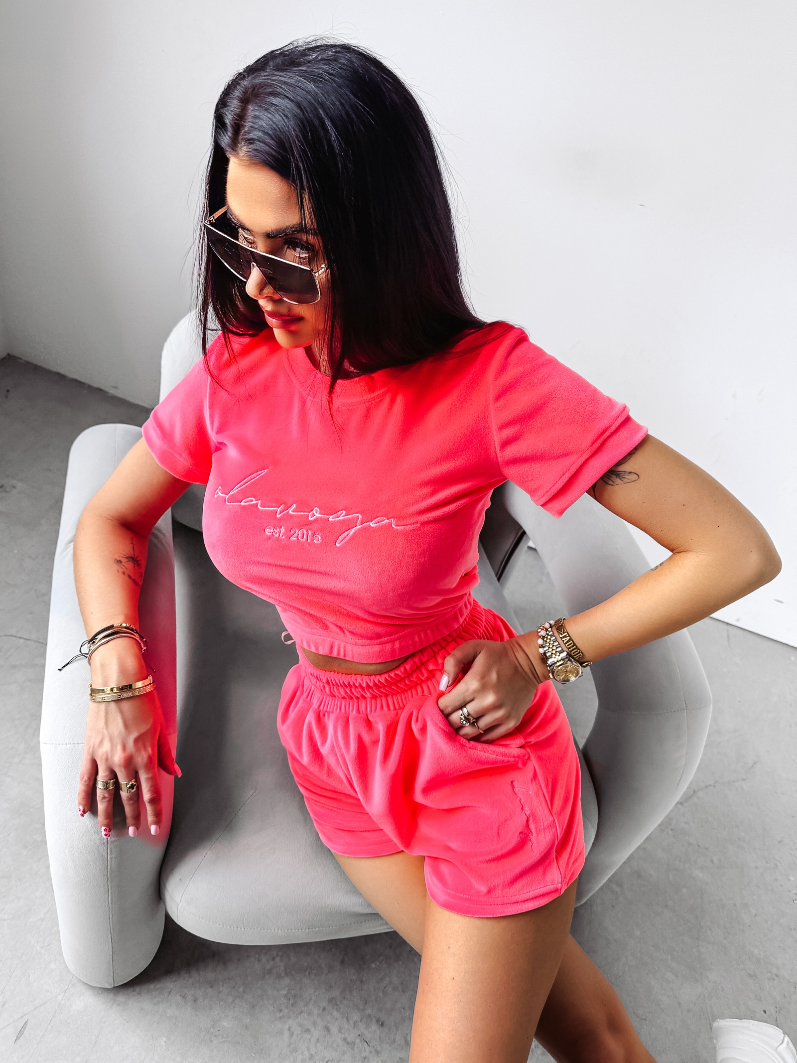 Komplet welurowy Mistiness Ola Voga n.koral