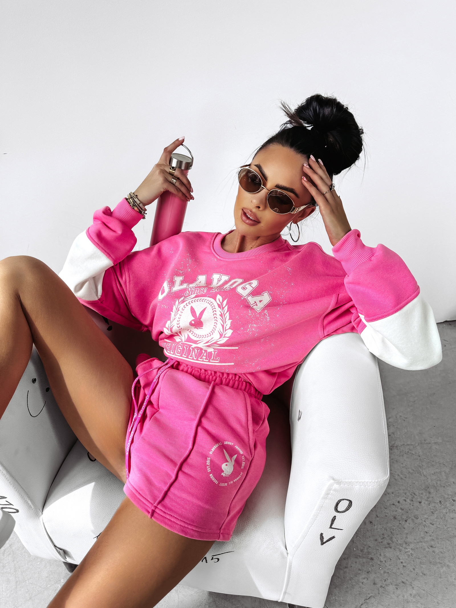 Komplet bawełniany LAZER OLAVOGA róż-ecru