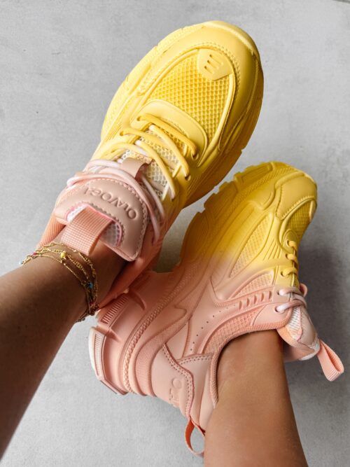 Buty sportowe damskie ATHLETIC OLAVOGA różowo-żółte