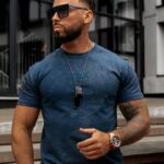 Komplet męski bawełniany INITIAL OLAVOGA granatowy