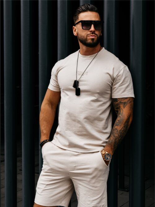 Komplet męski bawełniany INITIAL OLAVOGA beżowy