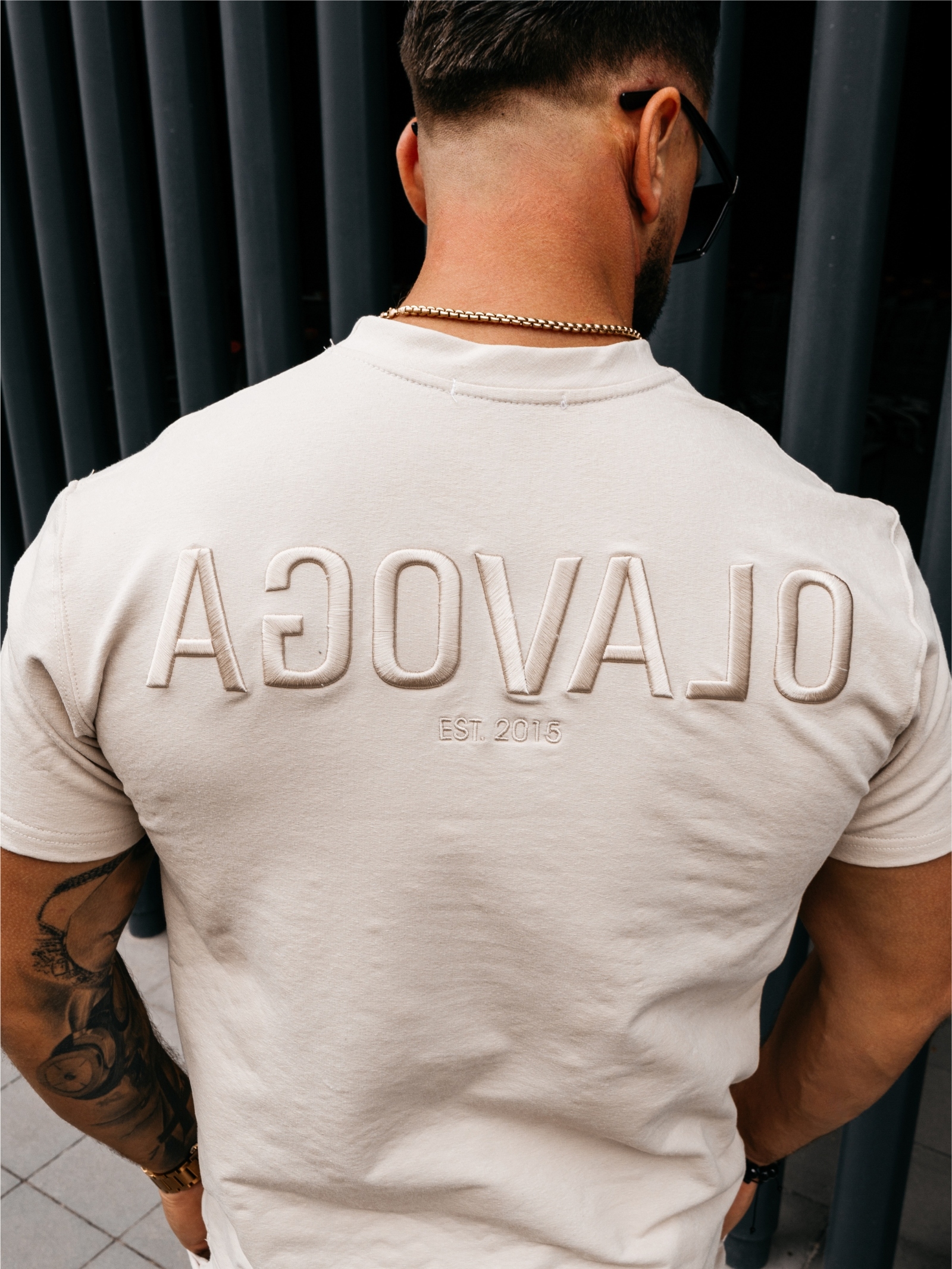 Komplet męski bawełniany INITIAL OLAVOGA beżowy