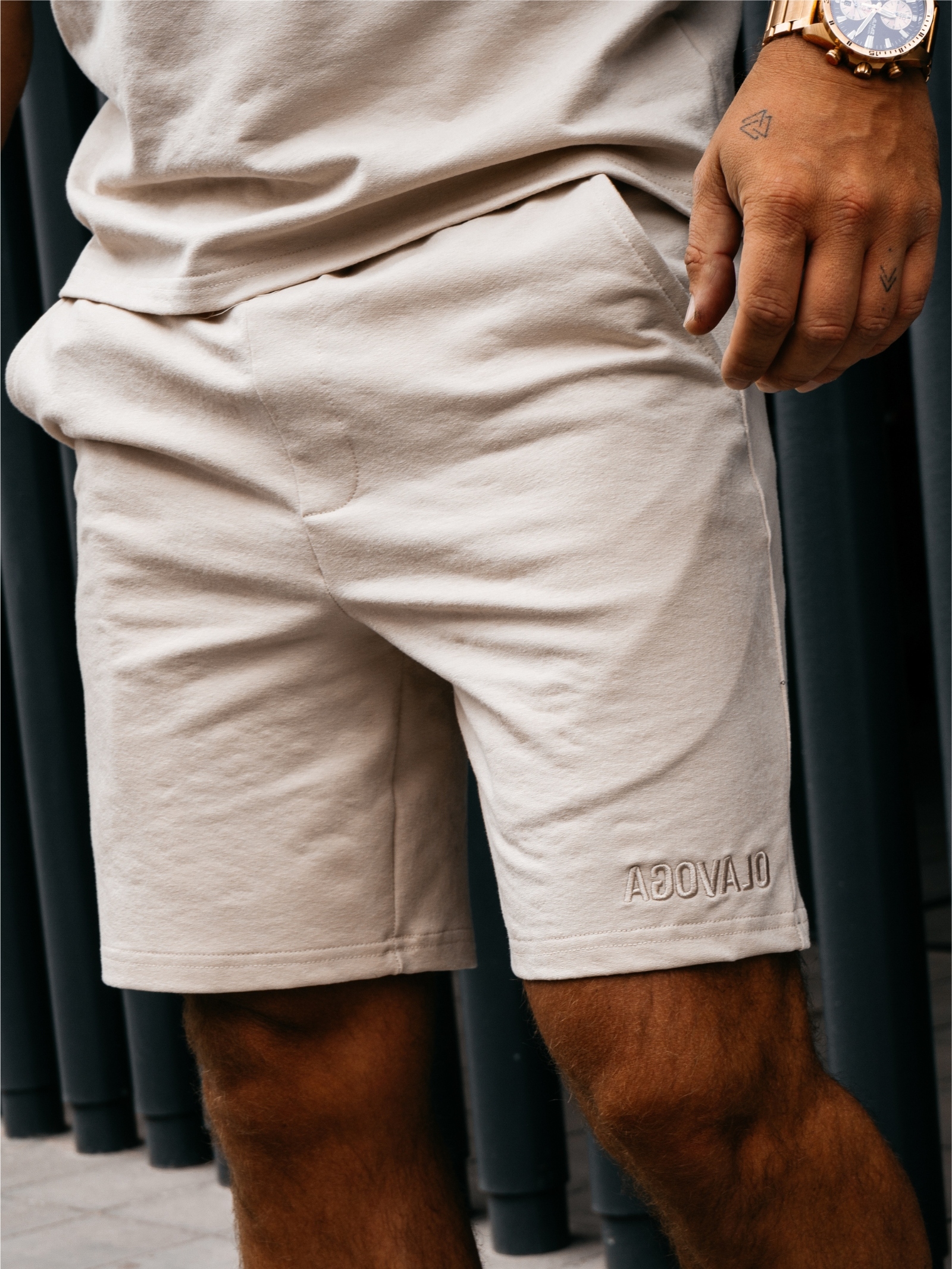 Komplet męski bawełniany INITIAL OLAVOGA beżowy