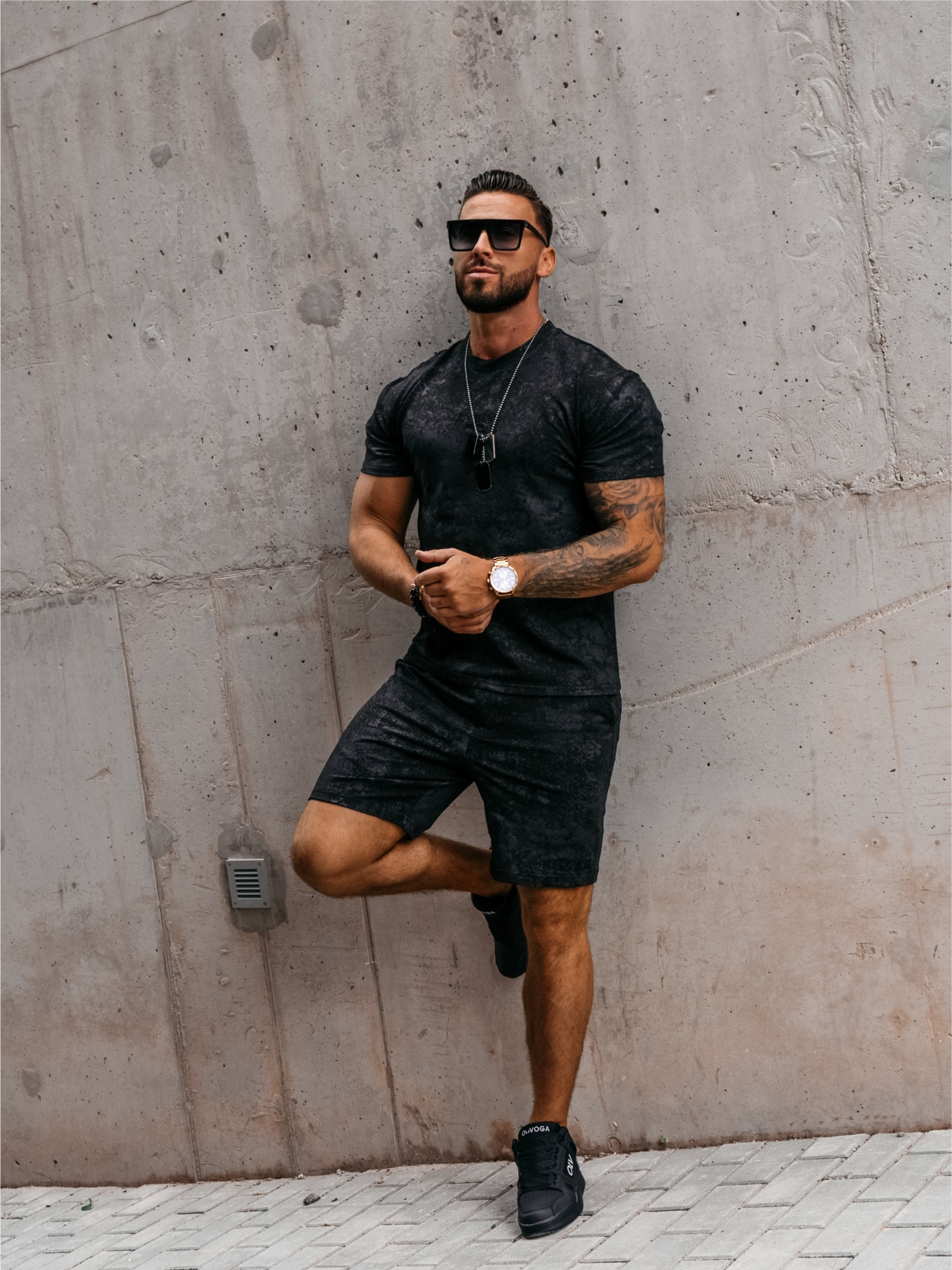 -wyprzedane-Komplet męski bawełniany Initial Ola Voga czarny