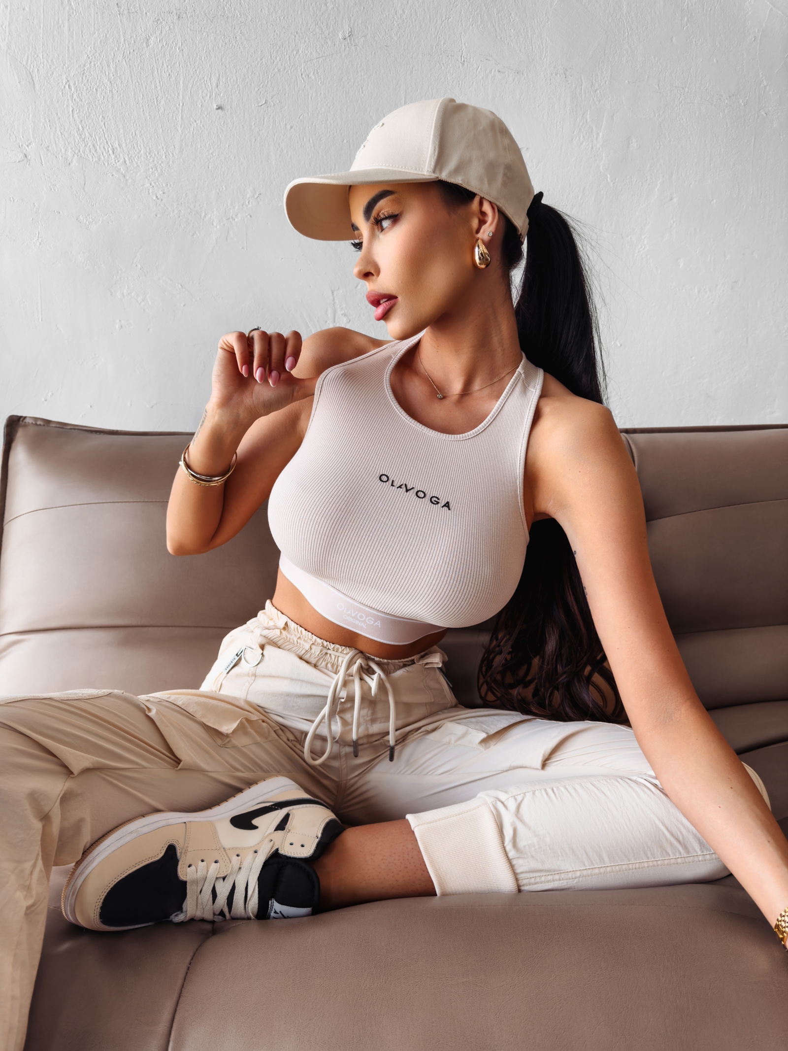 Top prążkowany Mania Ola Voga beżowy Top prążkowany Mania Ola Voga beżowy