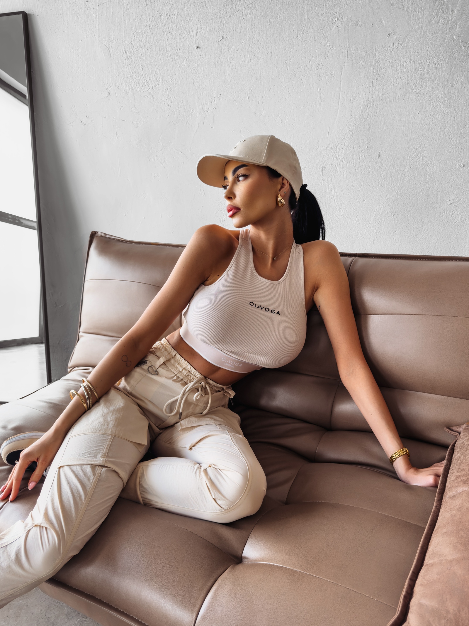 Top prążkowany Mania Ola Voga beżowy Top prążkowany Mania Ola Voga beżowy