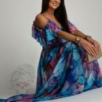 Sukienka maxi NB Salip niebieska w kwiaty