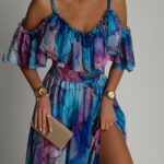 Sukienka maxi NB Salip niebieska w kwiaty